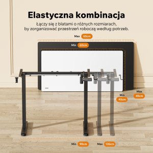 Biurko SENSE7 Rama biurka elektrycznego Nojo Light Czarna 7