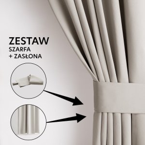 Zasłona blackout 90% na taśmie z szarfą 200x175 cm j. beżowa Restilo 12