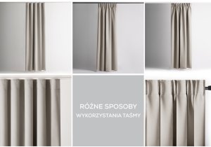 Zasłona blackout 90% na taśmie z szarfą 200x175 cm j. beżowa Restilo 15