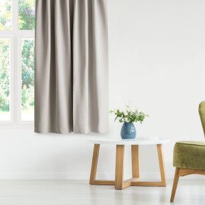 Zasłona blackout 90% na taśmie z szarfą 200x175 cm j. beżowa Restilo 5