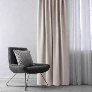 Zasłona blackout 90% na taśmie z szarfą 200x175 cm j. beżowa Restilo 6