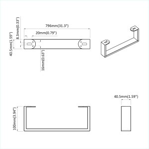 vidaXL Nóżki meblowe 2 pcs Czarny 79,6 x 4 x 10 mm Żelazo 9