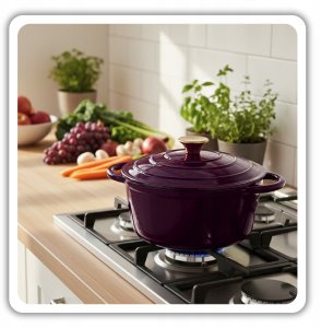 EMALIOWANY GARNEK ŻELIWNY 22cm 3L HAGE EGGPLANT 5