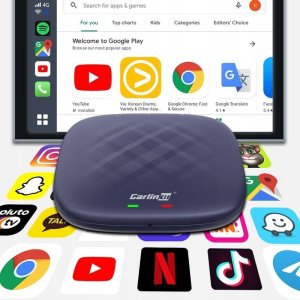 CARLINKIT Adapter bezprzewodowy AI Box z Androidem 13 - 8 GB + 128 GB do oryginalnych radioodbiorników samochodowych z CarPlay niebieski 2