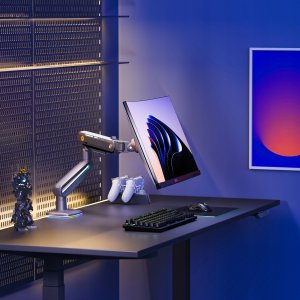 North Bayou F6-G Podświetlenie RGB Gamingowy mocny uchwyt biurkowy do dużych monitorów 32-60 cali 15