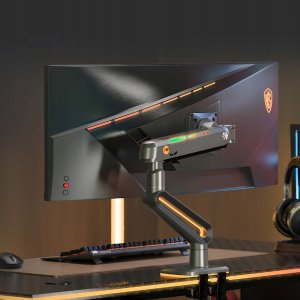 North Bayou F6-G Podświetlenie RGB Gamingowy mocny uchwyt biurkowy do dużych monitorów 32-60 cali 7