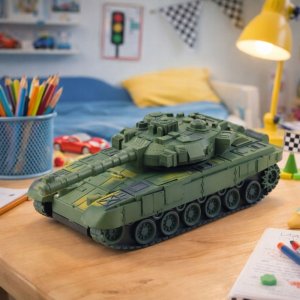 Czołg Wojskowy T90 Zdalnie Sterowany RC Światła Dźwięki Zielony 1:18 4