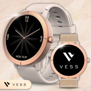 SMARTWATCH DAMSKI POŁĄCZENIA GPS MENU PL AMOLED ZŁOTY PULS SPORTOWY 2 PASKI 2