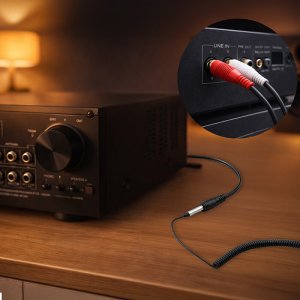 Transmiter FM Roxtone Qoltec Bezprzewodowy adapter odbiornik dźwięku Audio HiFi Home&Car| Bluetooth 6.0 | 2 x RCA | 1 x AUX 3.5mm| USB | Mikrofon 5