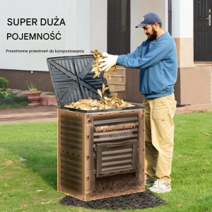 Kompostownik 300L ogrodowy obrotowy BPA FREE duży z pokrywą 5