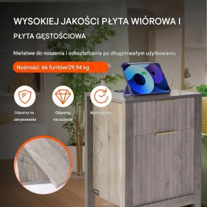 CMK Meble Stoliki nocne 2szt z USB 3-poziomowe 2 szuflady szare do salonu i sypialni 4