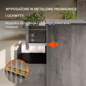 CMK Meble Stoliki nocne 2szt z USB 3-poziomowe 2 szuflady szare do salonu i sypialni 6