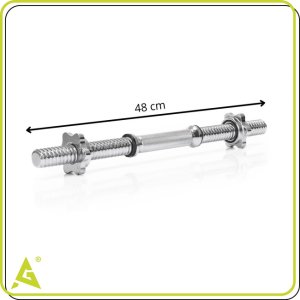 Gryf krótki 48 cm do hantli z zaciskami zestaw 2 szt. gwintowane 28 mm stal chromowana UNIWERSALNY 13