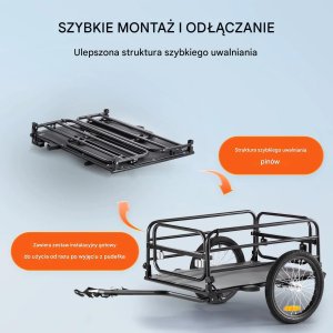 Przyczepka rowerowa 72.5 kg, składana, koła 40.6 cm, z hitch 3