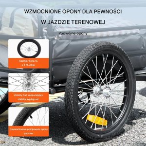 Przyczepka rowerowa 72.5 kg, składana, koła 40.6 cm, z hitch 7