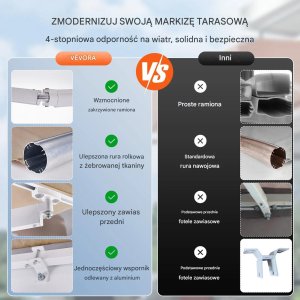 vidaXL Markiza tarasowa 3.96x2.44 m ręczna wodoodporna rozkładana balkon ogród 5