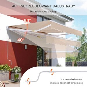 vidaXL Markiza tarasowa 3.96x2.44 m ręczna wodoodporna rozkładana balkon ogród 7