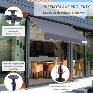 vidaXL Markiza tarasowa szerokość 2 m ręczna, regulowany daszek z zasłoną na balkon 3