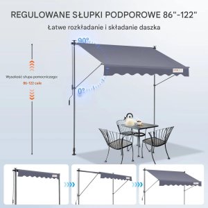 vidaXL Markiza tarasowa szerokość 2 m ręczna, regulowany daszek z zasłoną na balkon 7