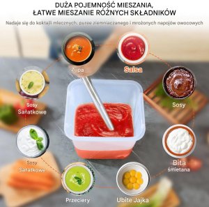 Blender Aigostar  Blender ręczny 750W stal nierdzewna regulowany do zup smoothie puree 7