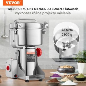 Aigostar Młynek zbożowy elektryczny 3400W stal nierdzewna szybki pasza mąka 4