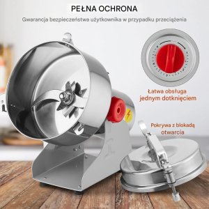 Aigostar Młynek zbożowy elektryczny 3400W stal nierdzewna szybki pasza mąka 7