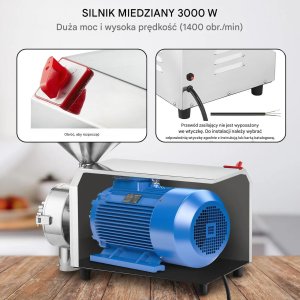 Krups Młynek zbożowy elektryczny 3000W stal nierdzewna 100kg/h przemysłowy 3