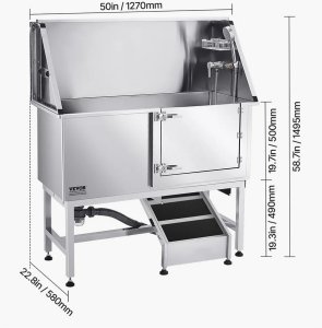 Vevor Wanna groomerska 127 cm stal rampa filtr prysznic dozownik drzwi prawe 2