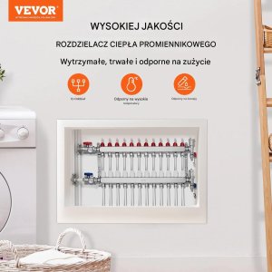 Tece Rozdzielacz ogrzewania podłogowego 12 obw. PEX 1/2 stal z adapterami 3