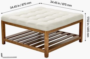 Elior Pufa stolik kawowy kwadratowy 87,5cm tapicerowana z półką  salon/sypialnia 2