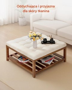 Elior Pufa stolik kawowy kwadratowy 87,5cm tapicerowana z półką  salon/sypialnia 7