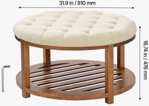 Pufa stolik kawowy okrągły 81cm z półką tapicerowana  salon/sypialnia 2