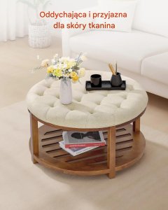 Pufa stolik kawowy okrągły 81cm z półką tapicerowana  salon/sypialnia 7