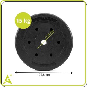 Obciążenie bitumiczne 15 kg 2 szt. talerz kompozytowy 29 mm krążek do sztangi hantli UNIWERSALNY 5