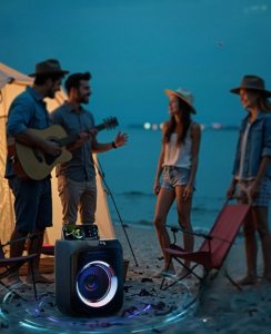 Głośnik AMT Zestaw Karaoke 400W Głośnik Bluetooth + 2 Mikrofony Bezprzewodowe LED 2