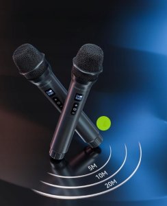 Głośnik AMT Zestaw Karaoke 400W Głośnik Bluetooth + 2 Mikrofony Bezprzewodowe LED 5