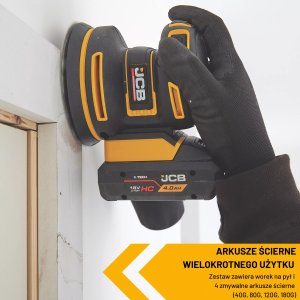 JCB Professional 18V Szlifierka Mimośrodowa 125mm Dual Charger Bateria 5Ah 3