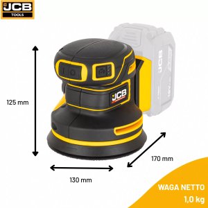 JCB Professional 18V Szlifierka Mimośrodowa 125mm Dual Charger Bateria 5Ah 6