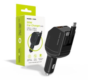 Mobile Origin 90W Car Charger CA22 - USB-C + USB-A, 2x USB-C Cable 4