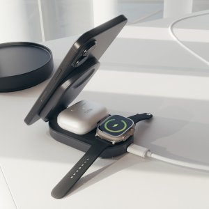Stacja ładująca 3w1 bezprzewodowa składana do iPhone Apple Watch AirPods QI2 MFI - czarna Stacja ładująca 3w1 bezprzewodowa składana do iPhone Apple Watch AirPods QI2 MFI - czarna 10