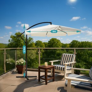Parasol ogrodowy Black Forest, z boczkami na wysięgniku 3m duży beżowy 13