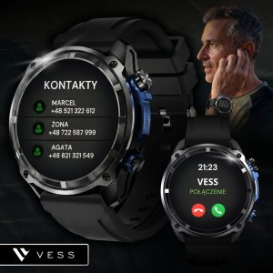 Smartwatch VESS SMARTWATCH MĘSKI ZEGAREK GPS WODOODPORNY ROZMOWY MENU PL 860MAH BLUETOOTH 3