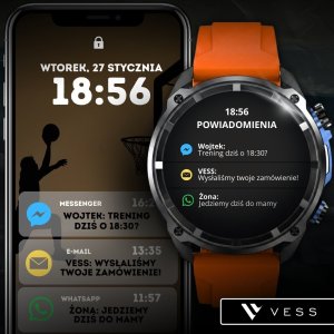 Smartwatch VESS SMARTWATCH MĘSKI ZEGAREK GPS WODOODPORNY ROZMOWY MENU PL 860MAH BLUETOOTH 7