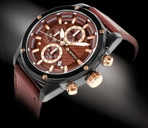 Zegarek Giewont Zegarek Męski Giewont Chronograph Sapphire Czarno Brązowy GW8810-A3 2