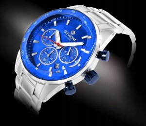 Zegarek Giewont Zegarek Męski Giewont Chronograph Sapphire Srebrno Niebieski GW9140-B3 2
