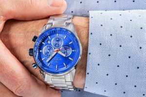 Zegarek Giewont Zegarek Męski Giewont Chronograph Sapphire Srebrno Niebieski GW9140-B3 5
