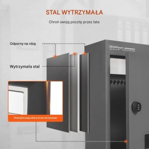 Spreest Skrzynka pocztowa na listy do ściany stalowa z zamkiem szyfr 5