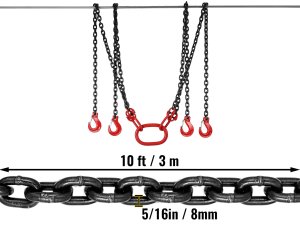Bradas Łańcuch do podnoszenia 5T G80 304,8cm stalowy z hakami 2