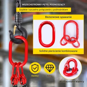 Bradas Łańcuch do podnoszenia 5T G80 304,8cm stalowy z hakami 5