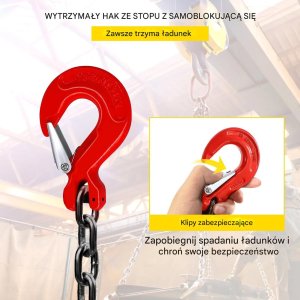 Bradas Łańcuch do podnoszenia 5T G80 304,8cm stalowy z hakami 7